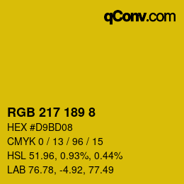 颜色代码: RGB 217 189 8 | qconv.com