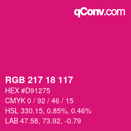 颜色代码: RGB 217 18 117 | qconv.com
