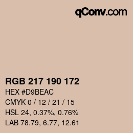 颜色代码: RGB 217 190 172 | qconv.com