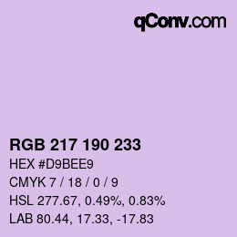 Color code: RGB 217 190 233 | qconv.com