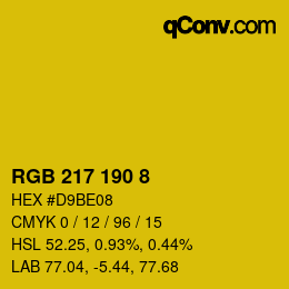 颜色代码: RGB 217 190 8 | qconv.com