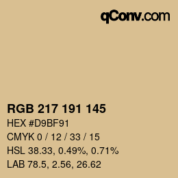 颜色代码: RGB 217 191 145 | qconv.com