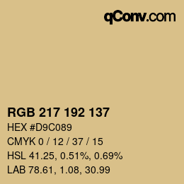 颜色代码: RGB 217 192 137 | qconv.com