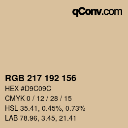 Código de color: RGB 217 192 156 | qconv.com