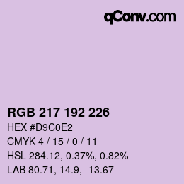 Color code: RGB 217 192 226 | qconv.com