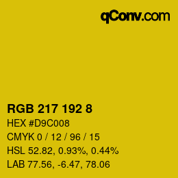 颜色代码: RGB 217 192 8 | qconv.com
