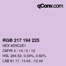 Code couleur: RGB 217 194 225 | qconv.com