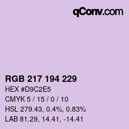 Color code: RGB 217 194 229 | qconv.com