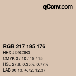 Código de color: RGB 217 195 176 | qconv.com