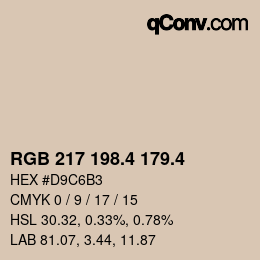 カラーコード: RGB 217 198.4 179.4 | qconv.com