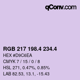 カラーコード: RGB 217 198.4 234.4 | qconv.com