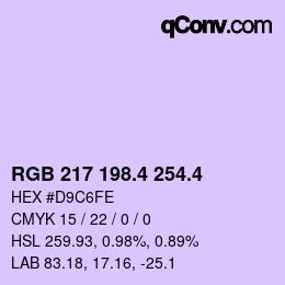 カラーコード: RGB 217 198.4 254.4 | qconv.com