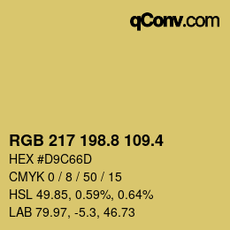 カラーコード: RGB 217 198.8 109.4 | qconv.com