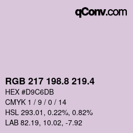 カラーコード: RGB 217 198.8 219.4 | qconv.com