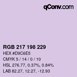 Color code: RGB 217 198 229 | qconv.com