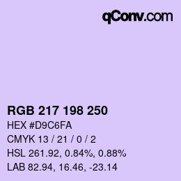Color code: RGB 217 198 250 | qconv.com