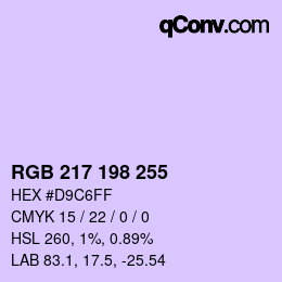 Color code: RGB 217 198 255 | qconv.com