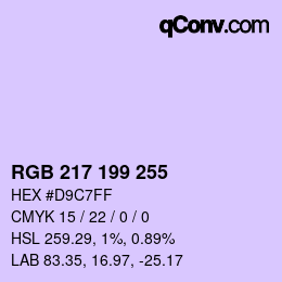 Color code: RGB 217 199 255 | qconv.com