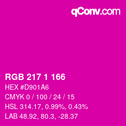 Color code: RGB 217 1 166 | qconv.com