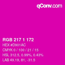 Color code: RGB 217 1 172 | qconv.com