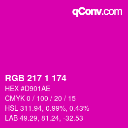 Color code: RGB 217 1 174 | qconv.com