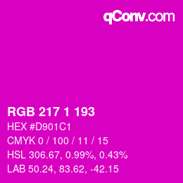 Color code: RGB 217 1 193 | qconv.com