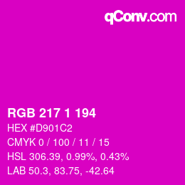 Color code: RGB 217 1 194 | qconv.com