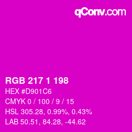 カラーコード: RGB 217 1 198 | qconv.com