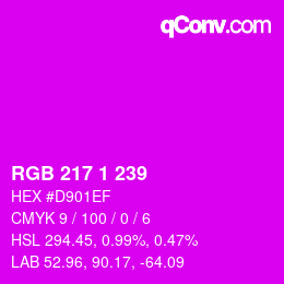 Color code: RGB 217 1 239 | qconv.com