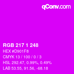 Color code: RGB 217 1 248 | qconv.com