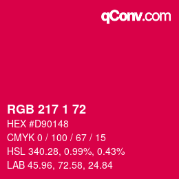 Color code: RGB 217 1 72 | qconv.com