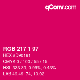 Color code: RGB 217 1 97 | qconv.com