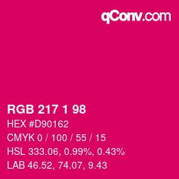 カラーコード: RGB 217 1 98 | qconv.com