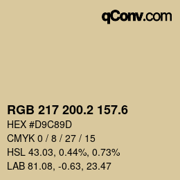 カラーコード: RGB 217 200.2 157.6 | qconv.com