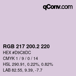 カラーコード: RGB 217 200.2 220 | qconv.com