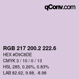 カラーコード: RGB 217 200.2 222.6 | qconv.com