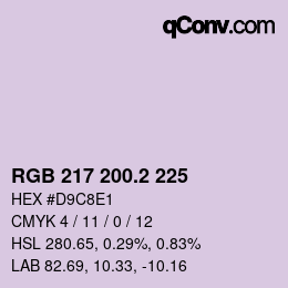 カラーコード: RGB 217 200.2 225 | qconv.com