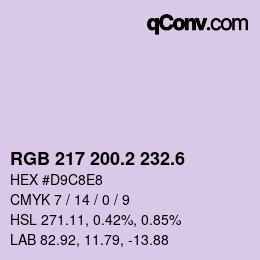 カラーコード: RGB 217 200.2 232.6 | qconv.com