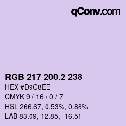 カラーコード: RGB 217 200.2 238 | qconv.com