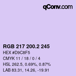 カラーコード: RGB 217 200.2 245 | qconv.com