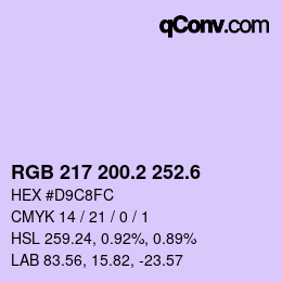 カラーコード: RGB 217 200.2 252.6 | qconv.com