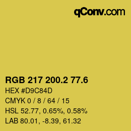 カラーコード: RGB 217 200.2 77.6 | qconv.com