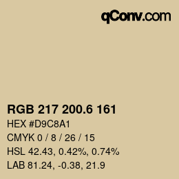 カラーコード: RGB 217 200.6 161 | qconv.com