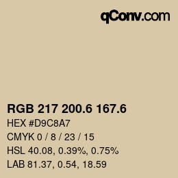 カラーコード: RGB 217 200.6 167.6 | qconv.com