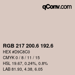 カラーコード: RGB 217 200.6 192.6 | qconv.com