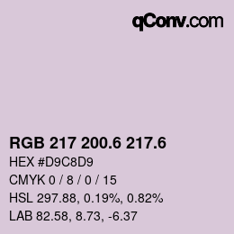 カラーコード: RGB 217 200.6 217.6 | qconv.com