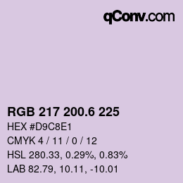 カラーコード: RGB 217 200.6 225 | qconv.com