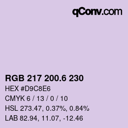 カラーコード: RGB 217 200.6 230 | qconv.com
