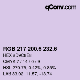 カラーコード: RGB 217 200.6 232.6 | qconv.com