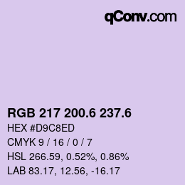 カラーコード: RGB 217 200.6 237.6 | qconv.com